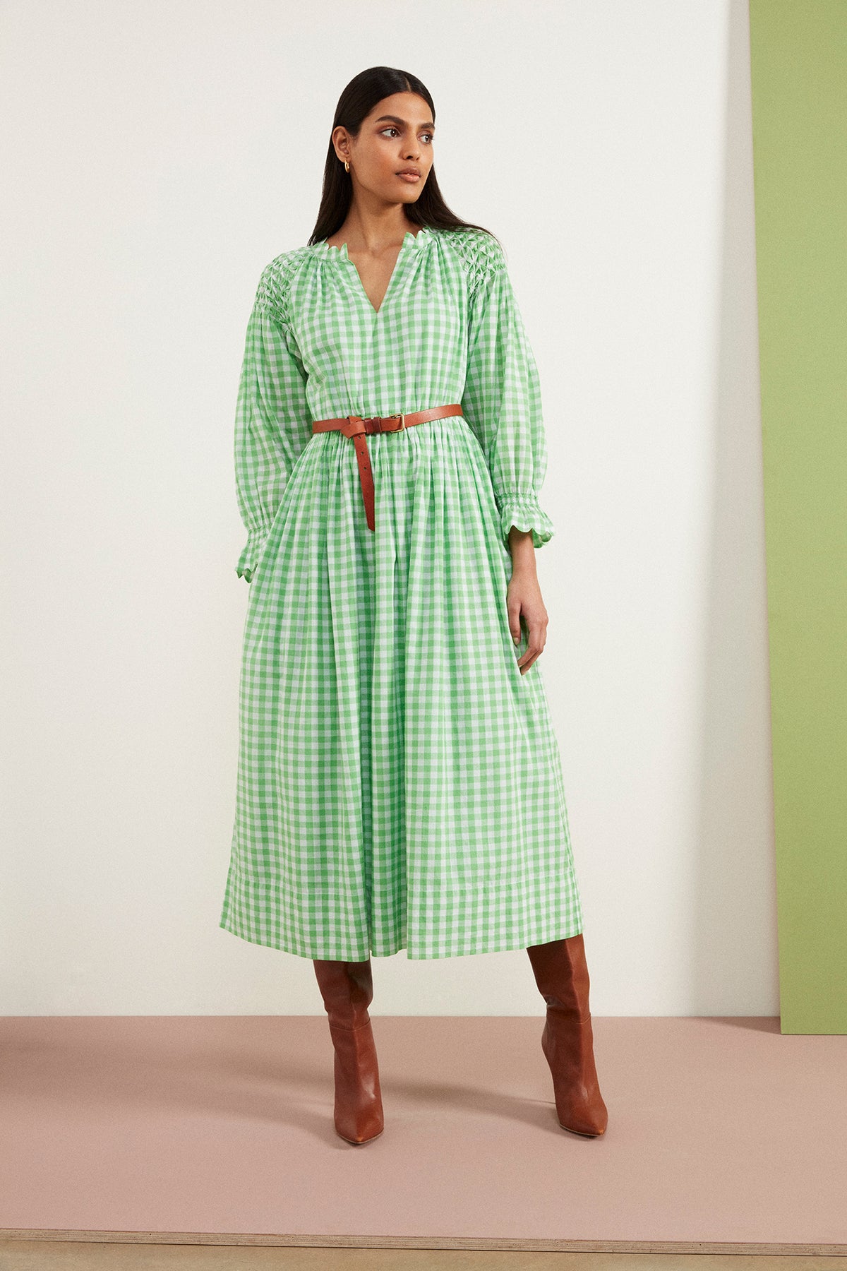 Green scallop dress clearance