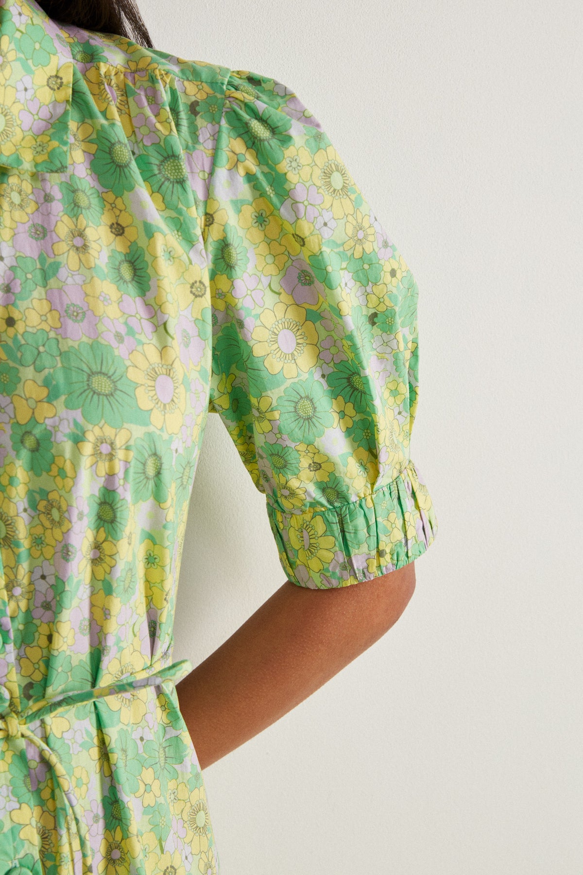 Green floral store shirt dress