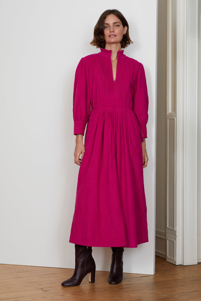 The Pleated Bib Dress | Pink Berry