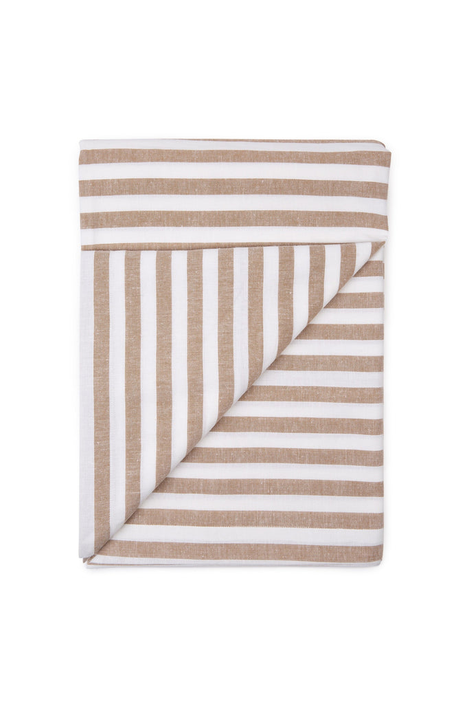 Tan & White Stripe Tablecloth ~ 170cms x 300cms