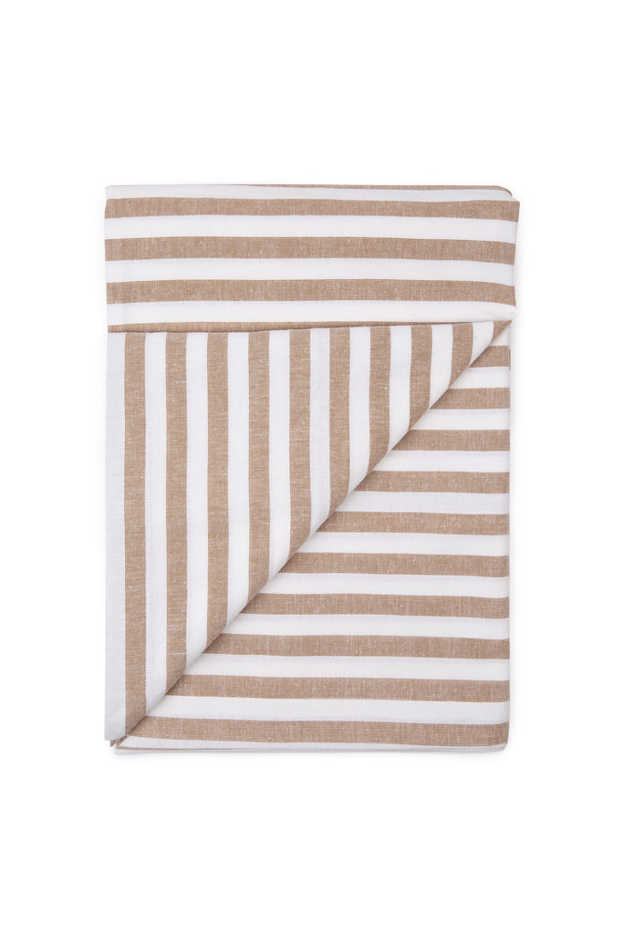 Tan & White Stripe Tablecloth 170cms x 240cms