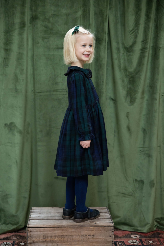 The Little Ruffle Collar Dress | Black Watch Tartan